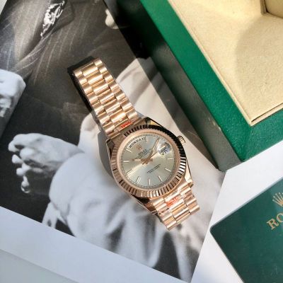 ROLEX Day-date 41MM Gold 904L Steel 8205 Movement Premium White Watch